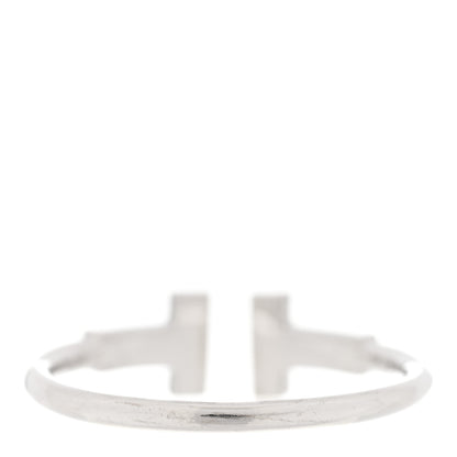 Tiffany 18K White Gold Diamond T Wire Ring 54 7 3 of 4