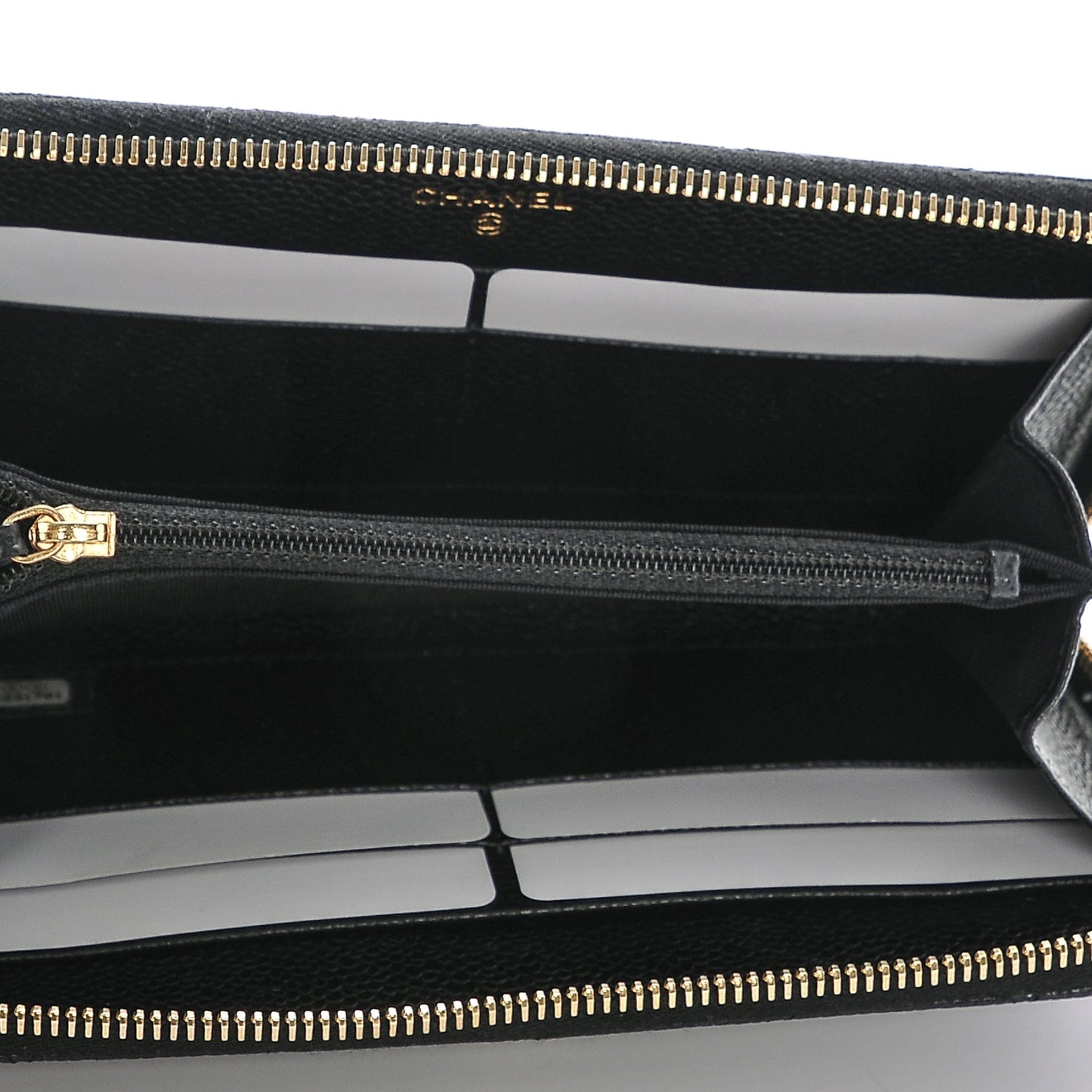 Caviar Quilted Large Gusset Zip Around Wallet Black