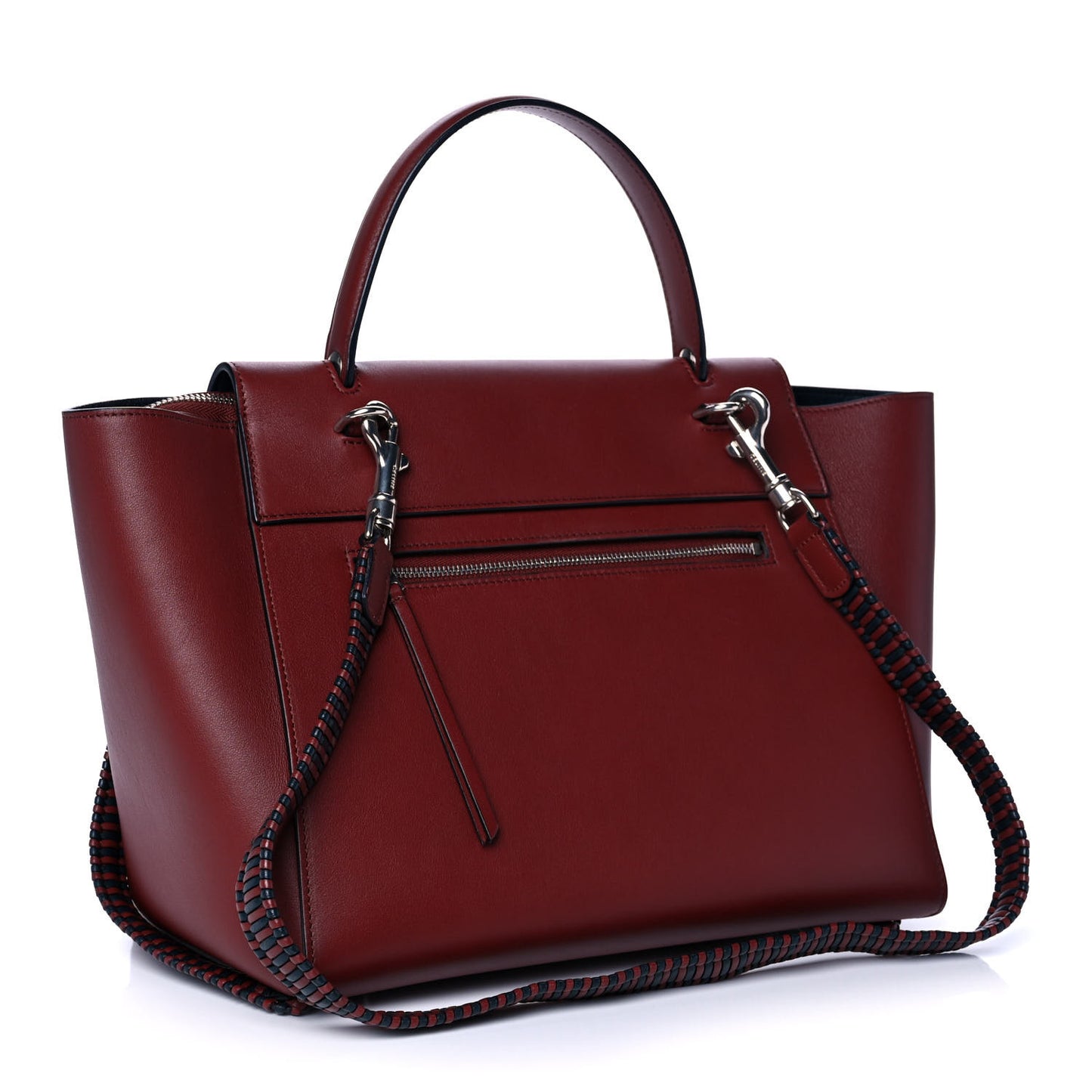 Smooth Calfskin Micro Bi-Color Braided Belt Bag Red Wood