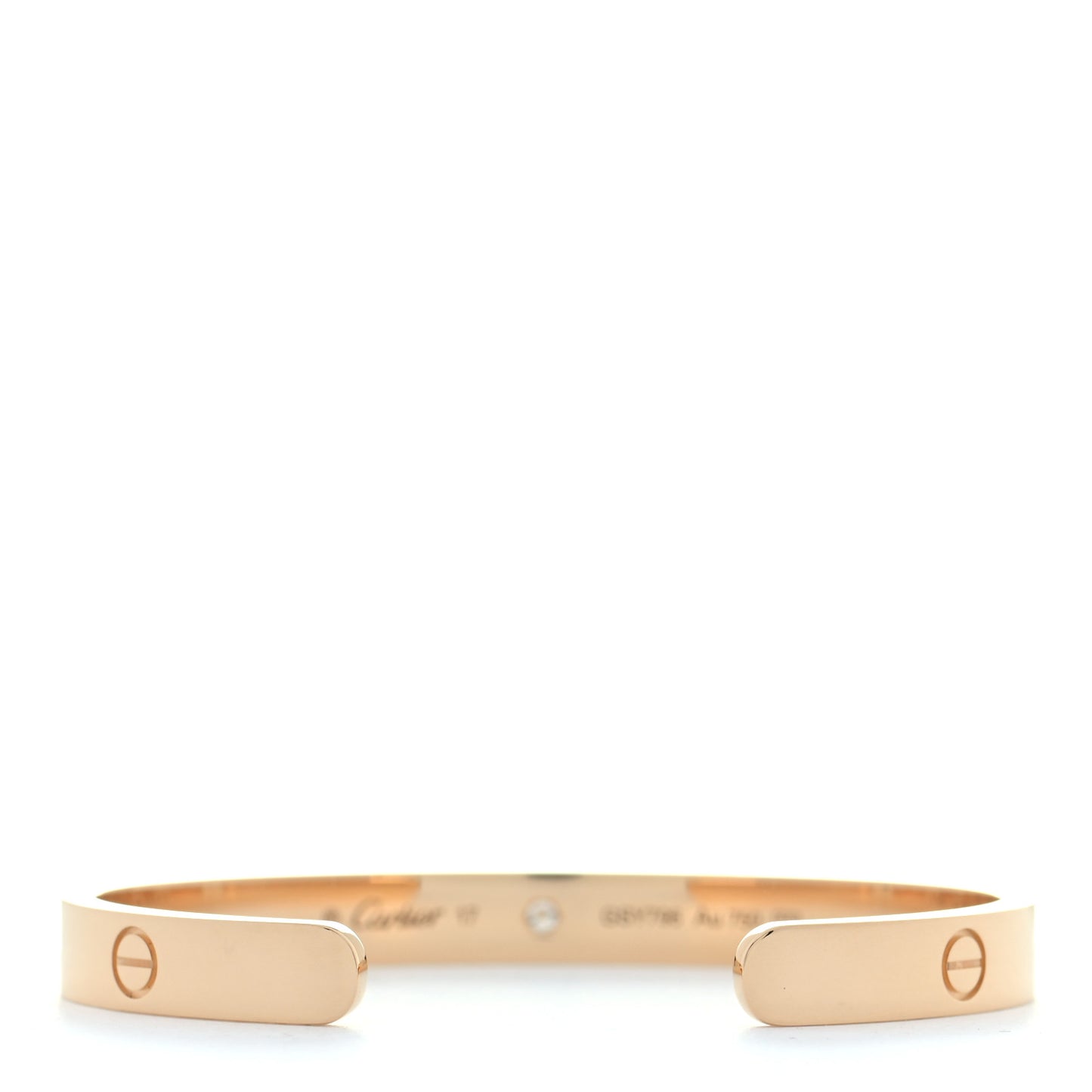 18K Yellow Gold 1 Diamond LOVE Cuff Bracelet 17