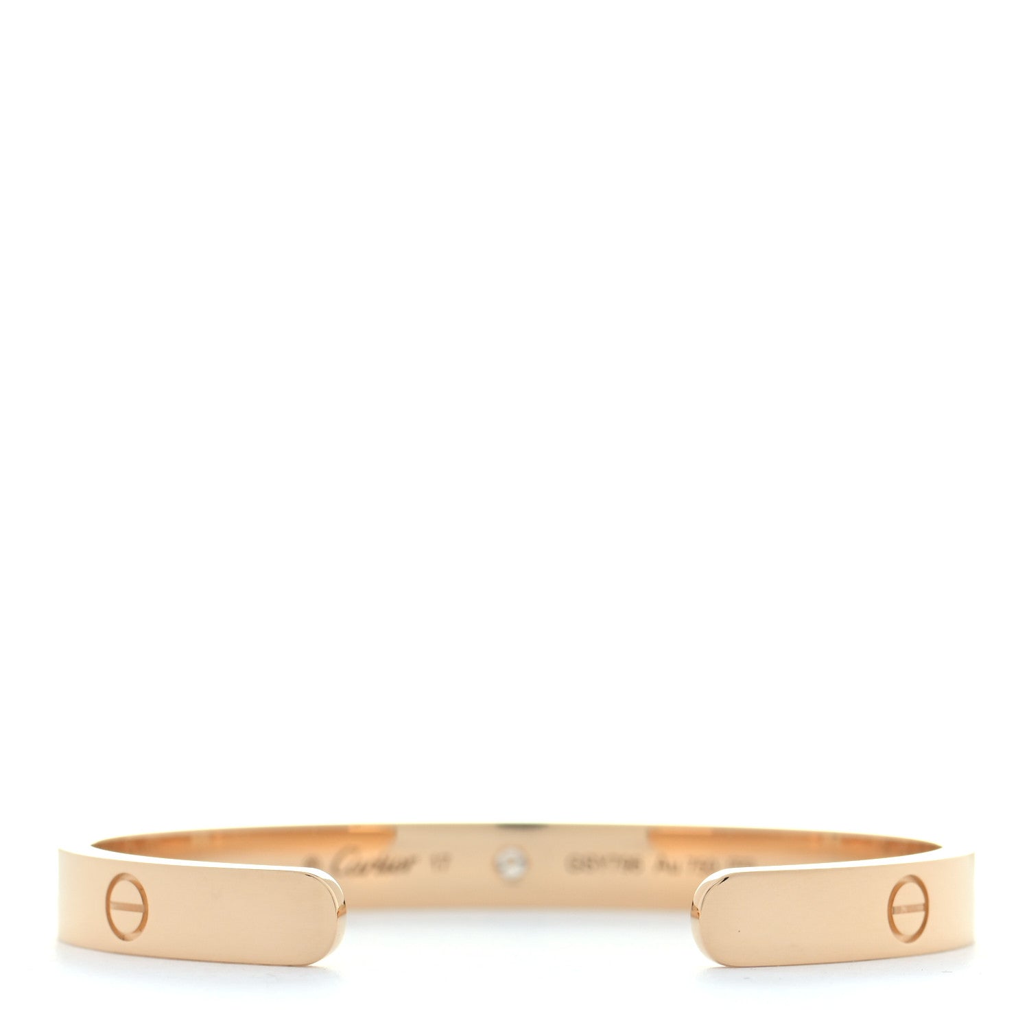 Cartier 18K Yellow Gold 1 Diamond LOVE Cuff Bracelet 17 3 of 6
