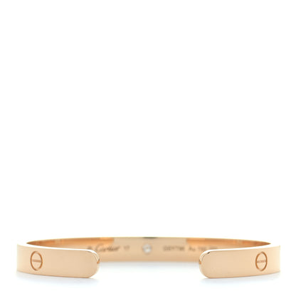 Cartier 18K Yellow Gold 1 Diamond LOVE Cuff Bracelet 17 3 of 6