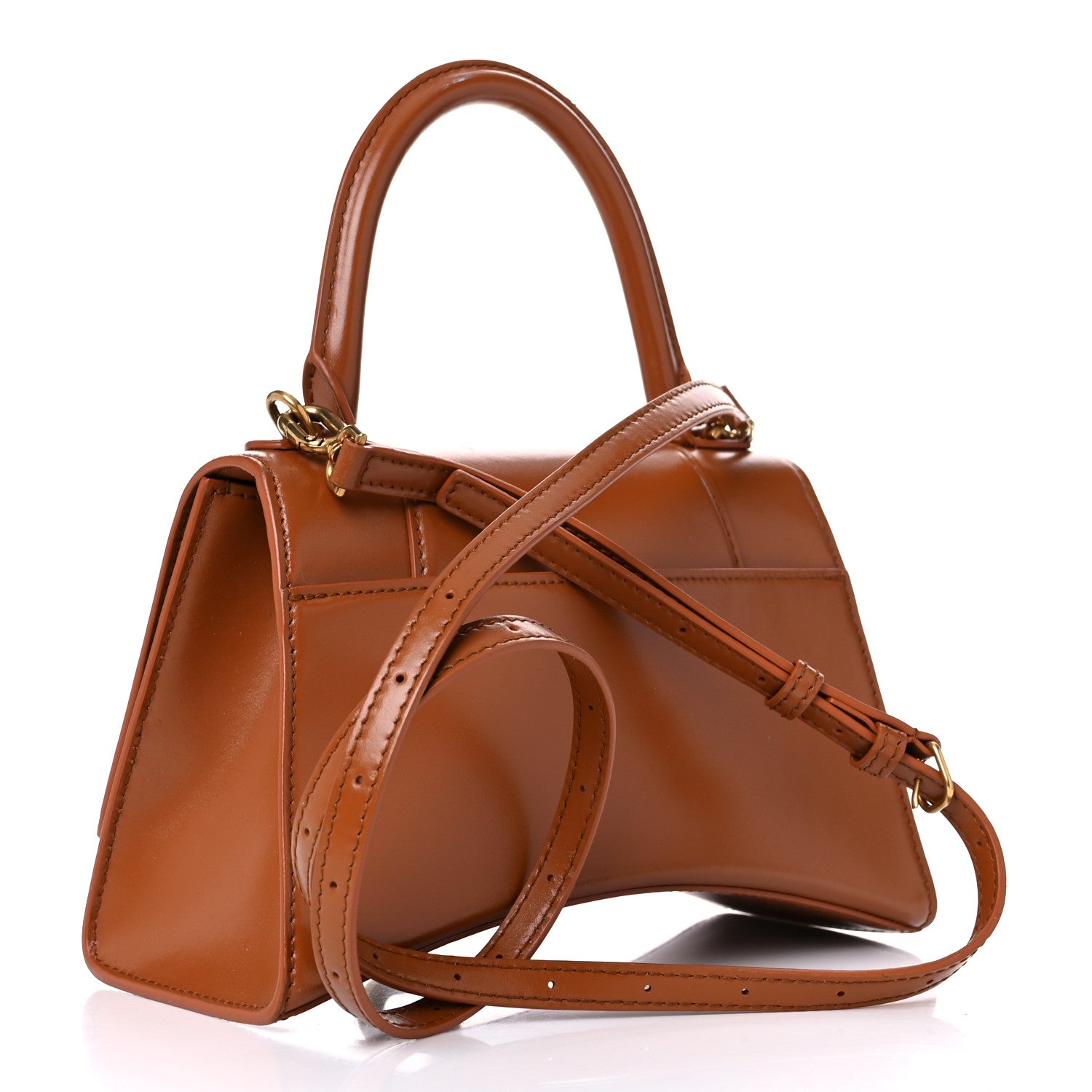 Balenciaga Shiny Box Calfskin Small Hourglass Top Handle Bag Camel 1 of 17