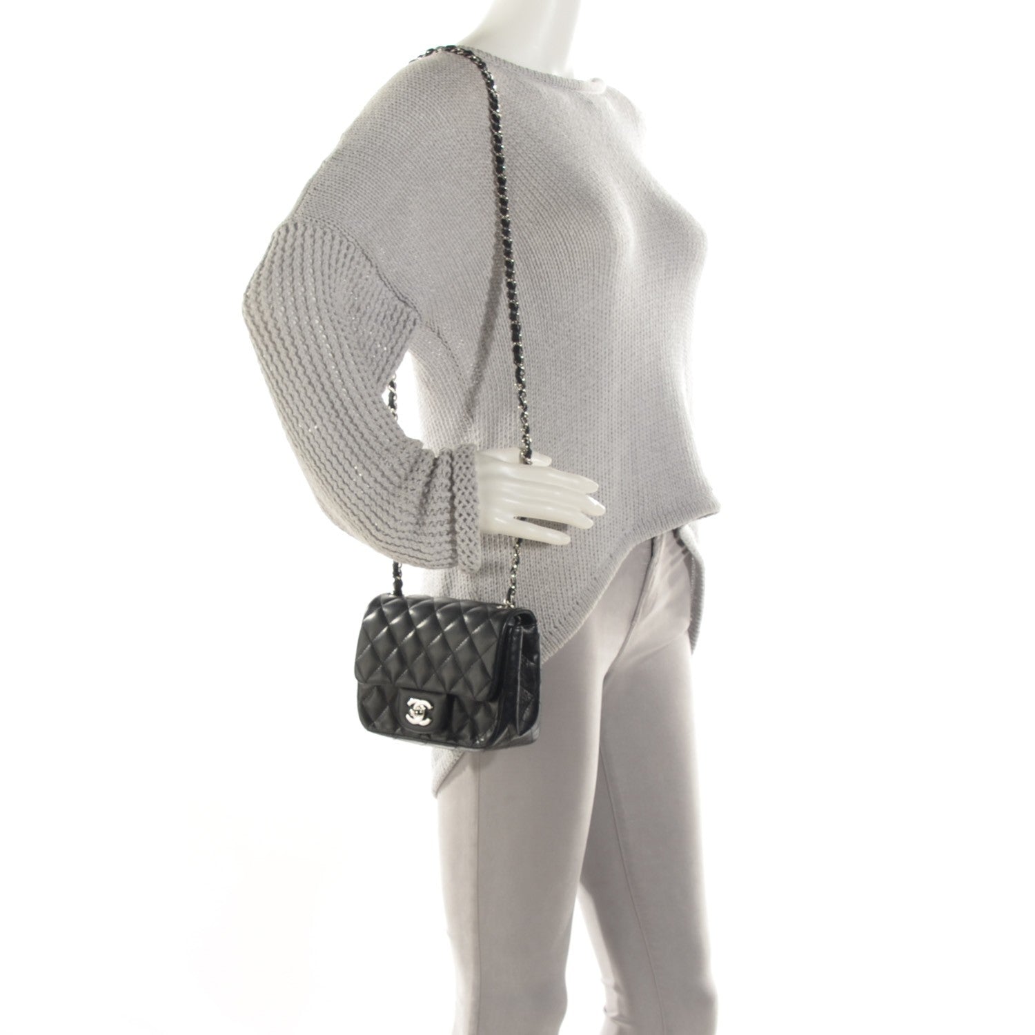 Chanel Lambskin Quilted Mini Square Flap Black 2 of 8