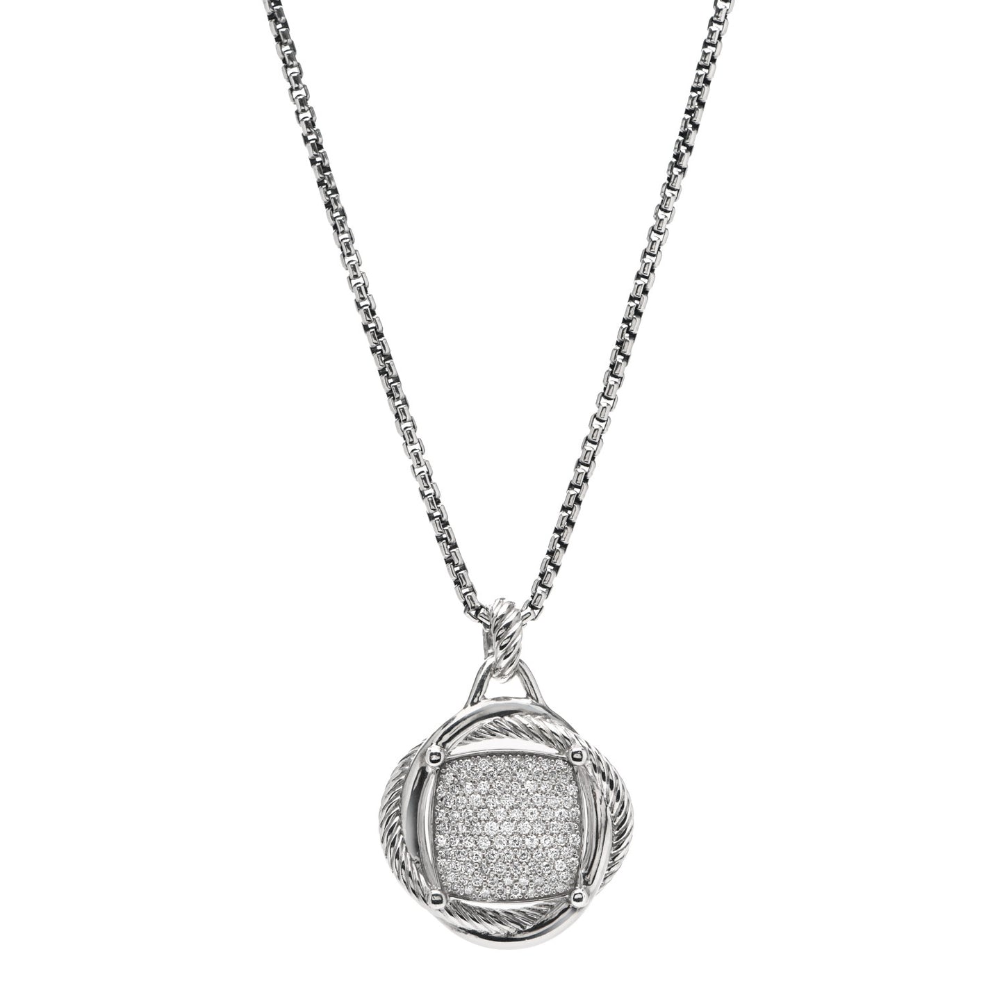 Sterling Silver Diamond 32mm Infinity Pendant Necklace