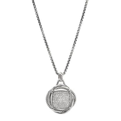 David Yurman Sterling Silver Diamond 32mm Infinity Pendant Necklace 1 of 5