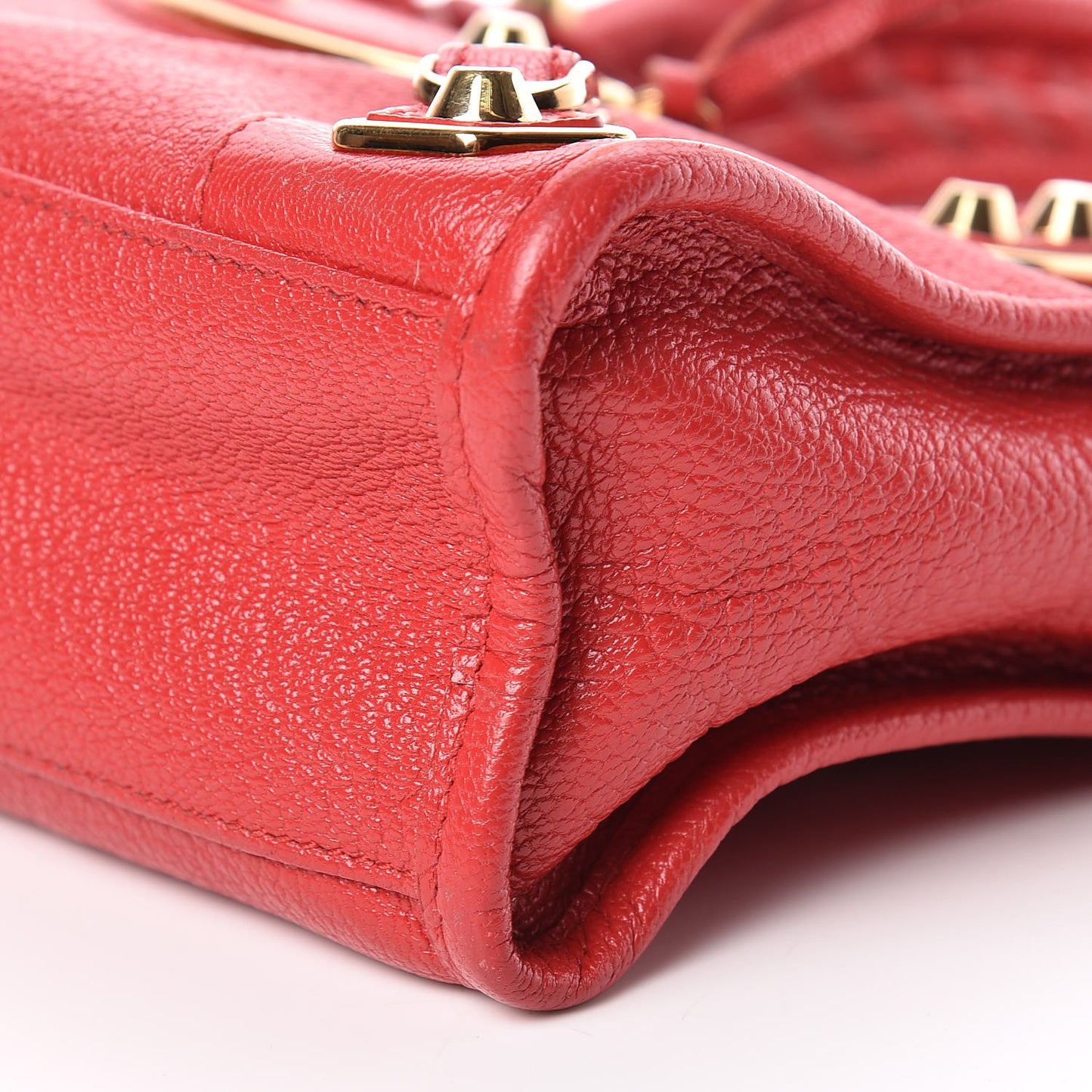 Chevre Gold Metallic Edge Hardware Mini City Rouge Grenade