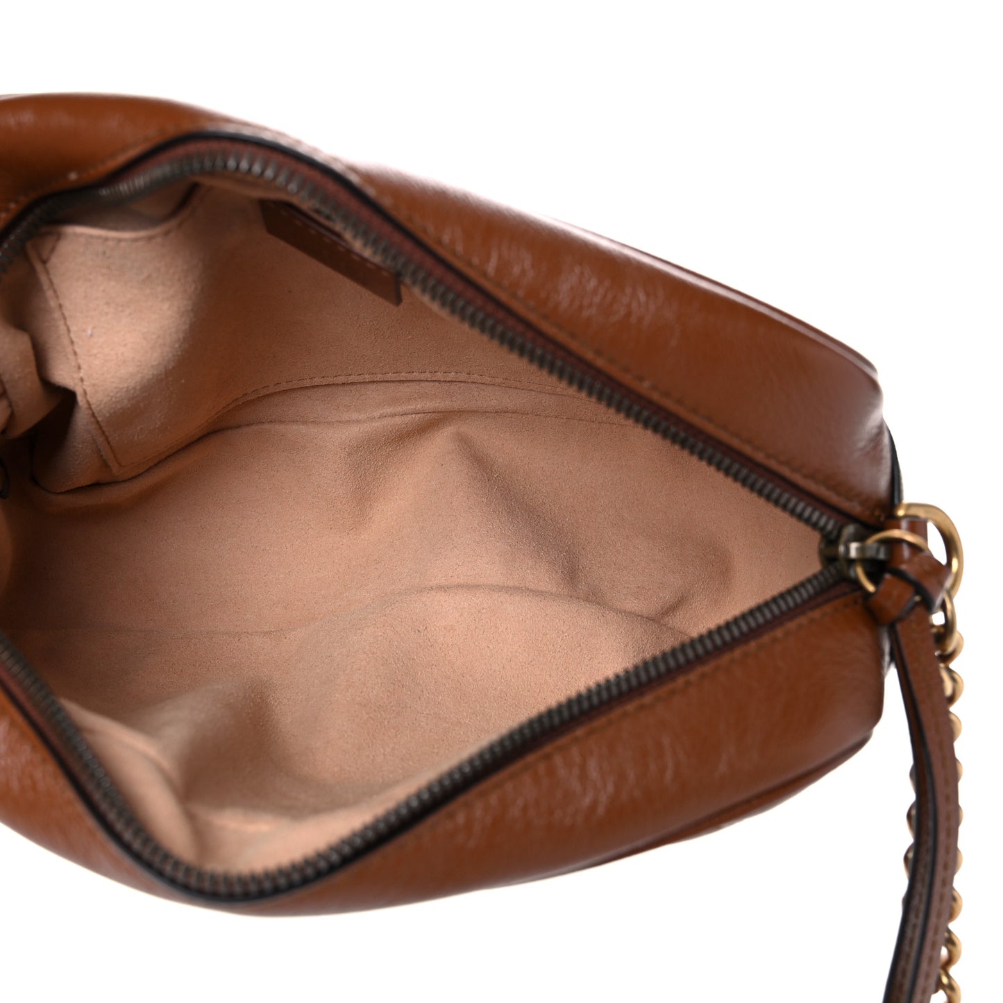 Glazed Calfskin Matelasse Diagonal Small GG Marmont Chain Shoulder Bag Cuir