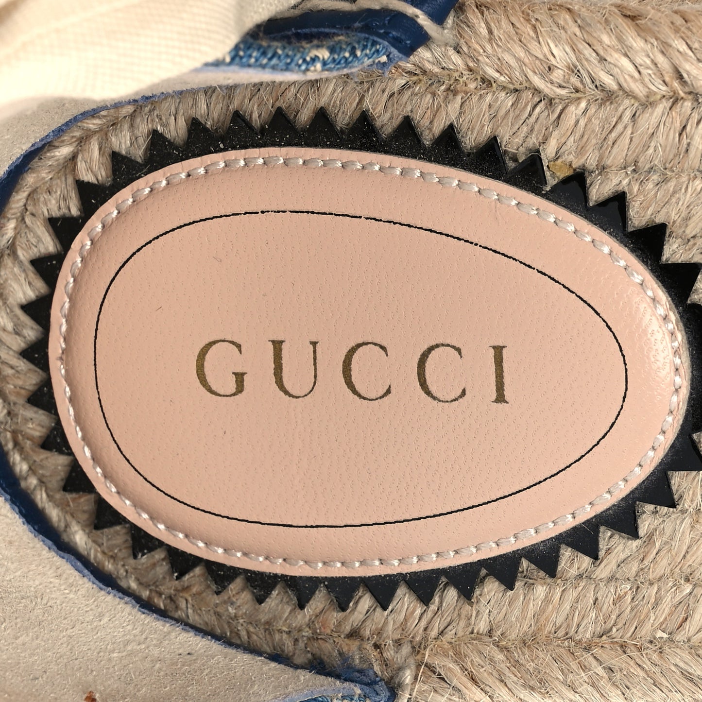 New Denim GG Monogram Pilar Ankle Wrap Espadrille Wedge Sandals 41 Light Blue