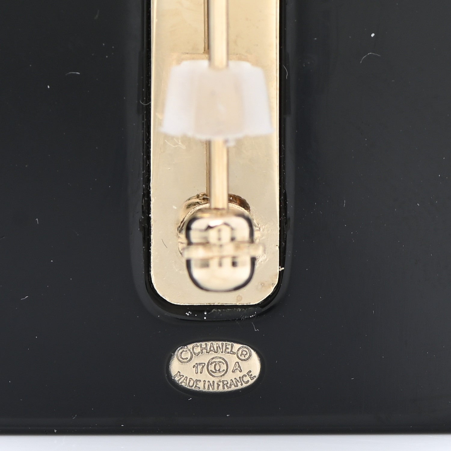 Chanel Resin Strass Perfume Bottle CC Brooch Black Gold 4 of 4
