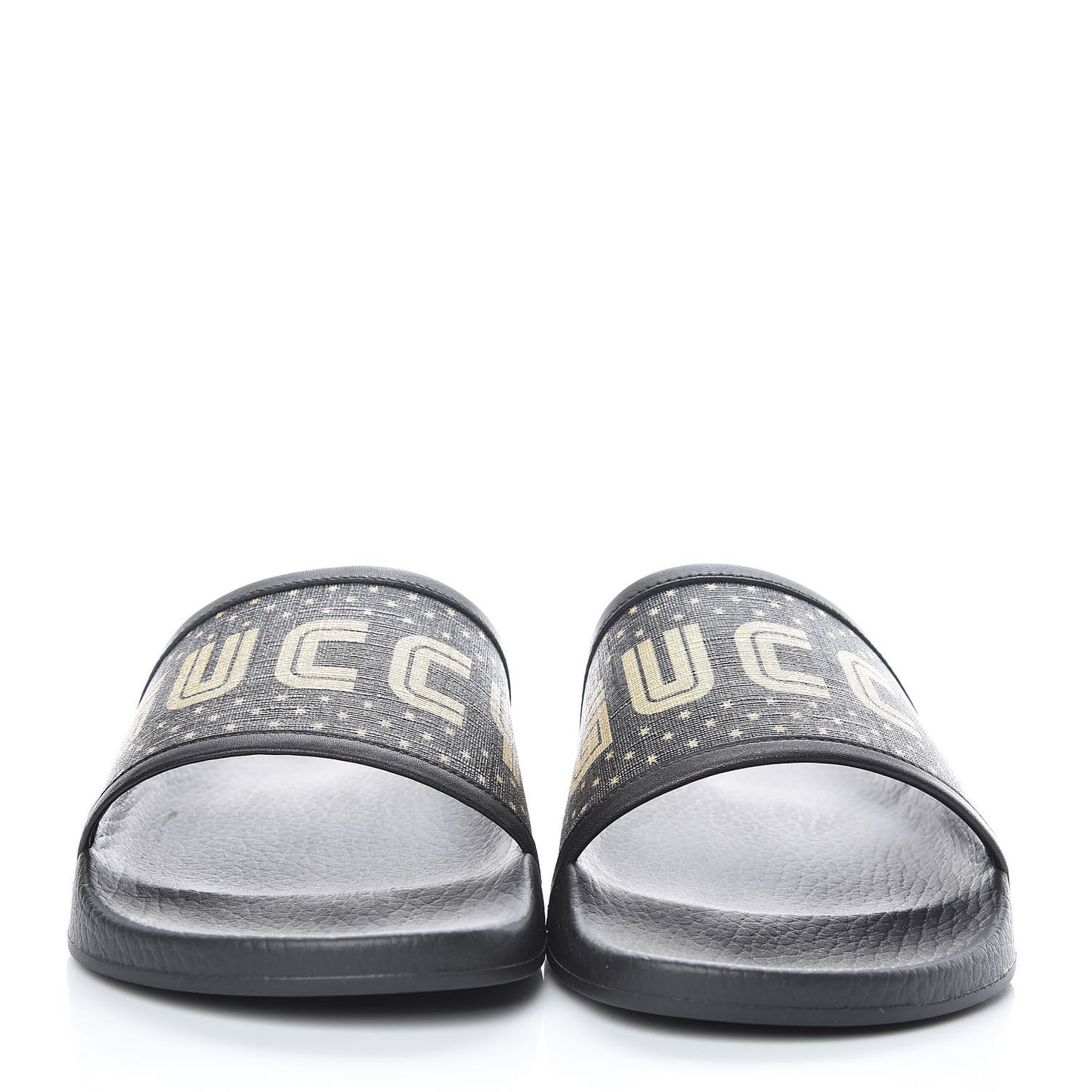 X SEGA Supreme Canvas GUCCY Stars Mens Slide Sandals 8 Black Gold