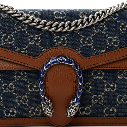 Gucci New Denim GG Monogram Dollar Calfskin Enamel Small Dionysus Shoulder Bag Blue Tea Cuir Epilog Electric Blue 6 of 8