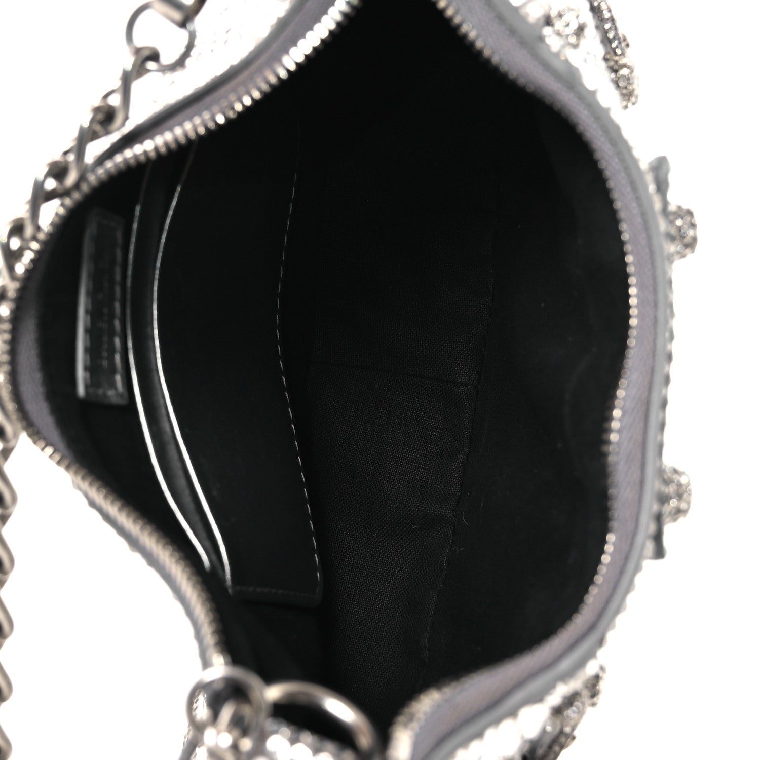 Balenciaga Strass Suede Metallic Nappa Le Cagole Mini Purse With Chain Grey 5 of 12