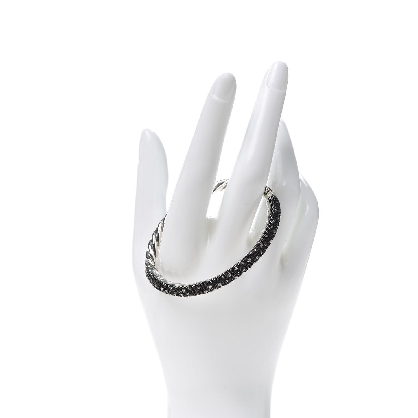 Sterling Silver Diamond 5mm Midnight Melange Bangle Bracelet