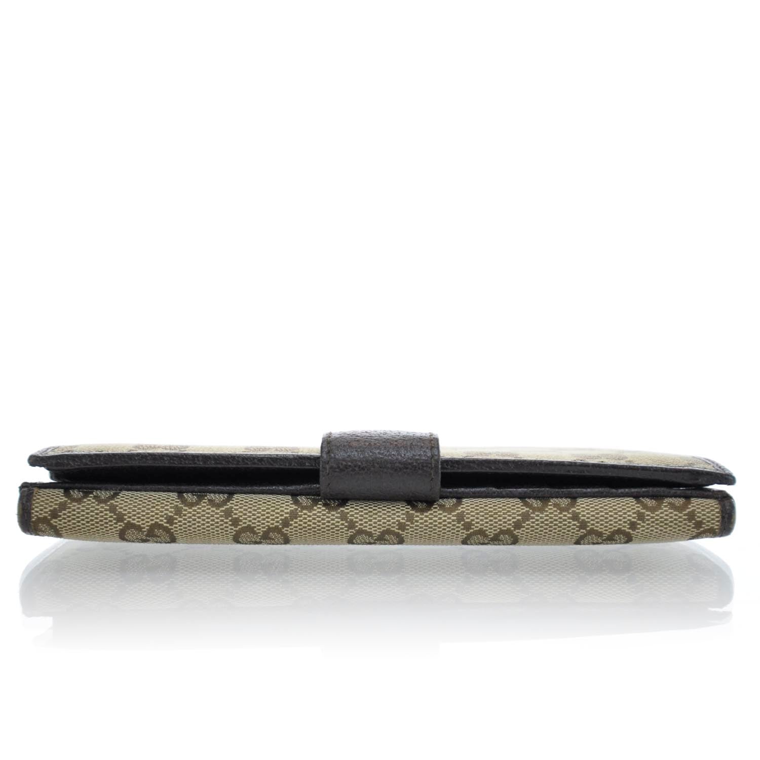 Gucci Monogram Metal Bar Continental Flap Wallet Beige Ebony Dark Brown 5 of 11