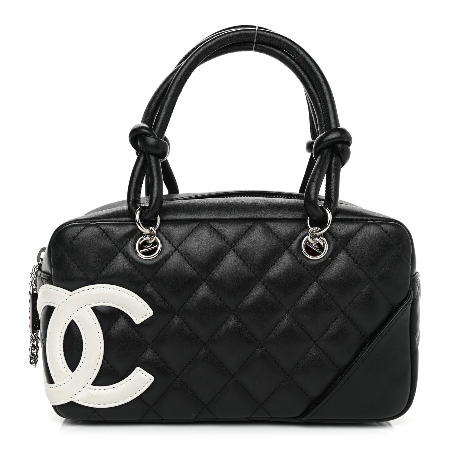 Calfskin Quilted Small Cambon Bowler Black White