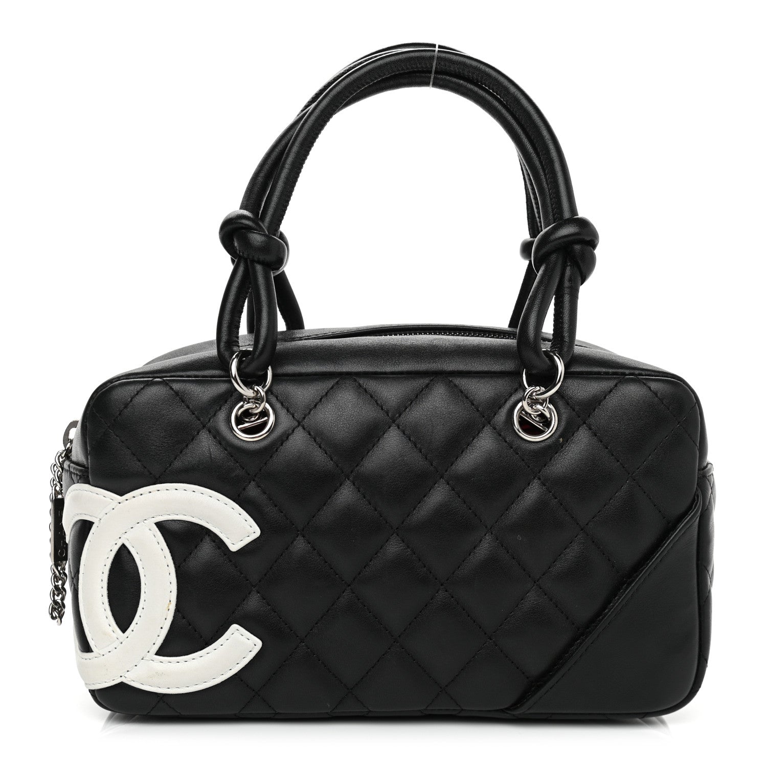 Chanel Calfskin Quilted Small Cambon Bowler Black White 1 of 12