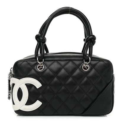Chanel Calfskin Quilted Small Cambon Bowler Black White 1 of 12