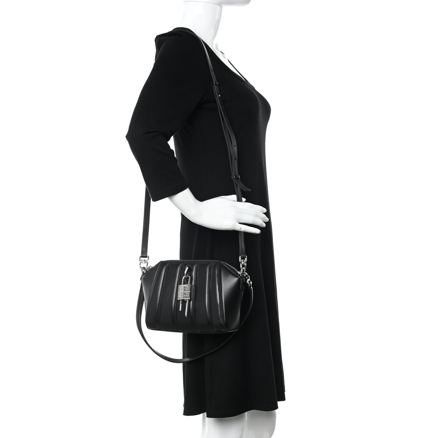 Lambskin XS Lock Antigona Shoulder Bag Black