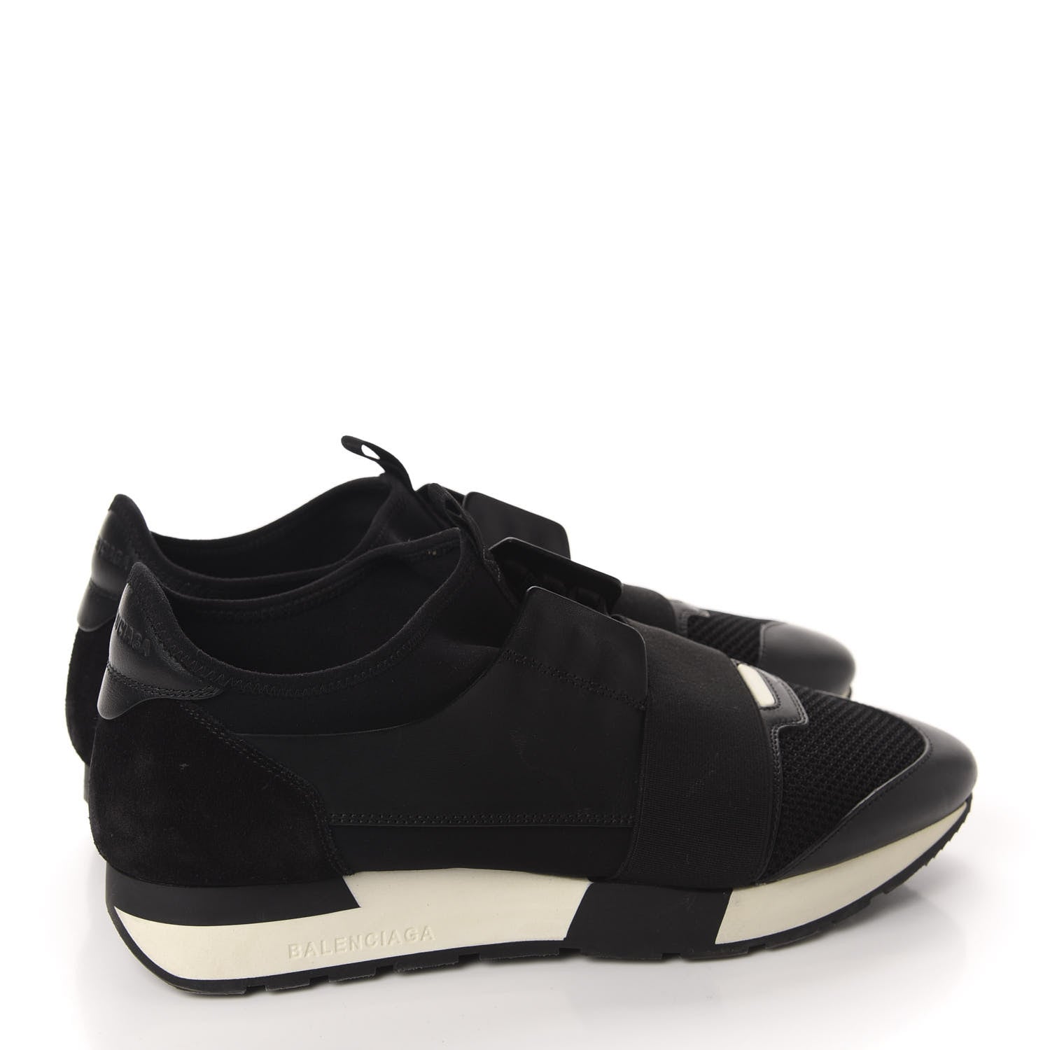 Balenciaga Mesh Calfskin Neoprene Suede Womens Race Runner Sneakers 40 Black 4 of 15