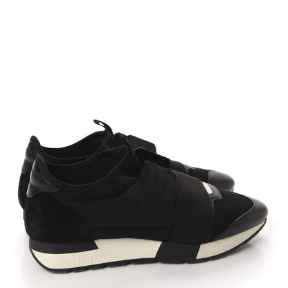 Balenciaga Mesh Calfskin Neoprene Suede Womens Race Runner Sneakers 40 Black 4 of 15