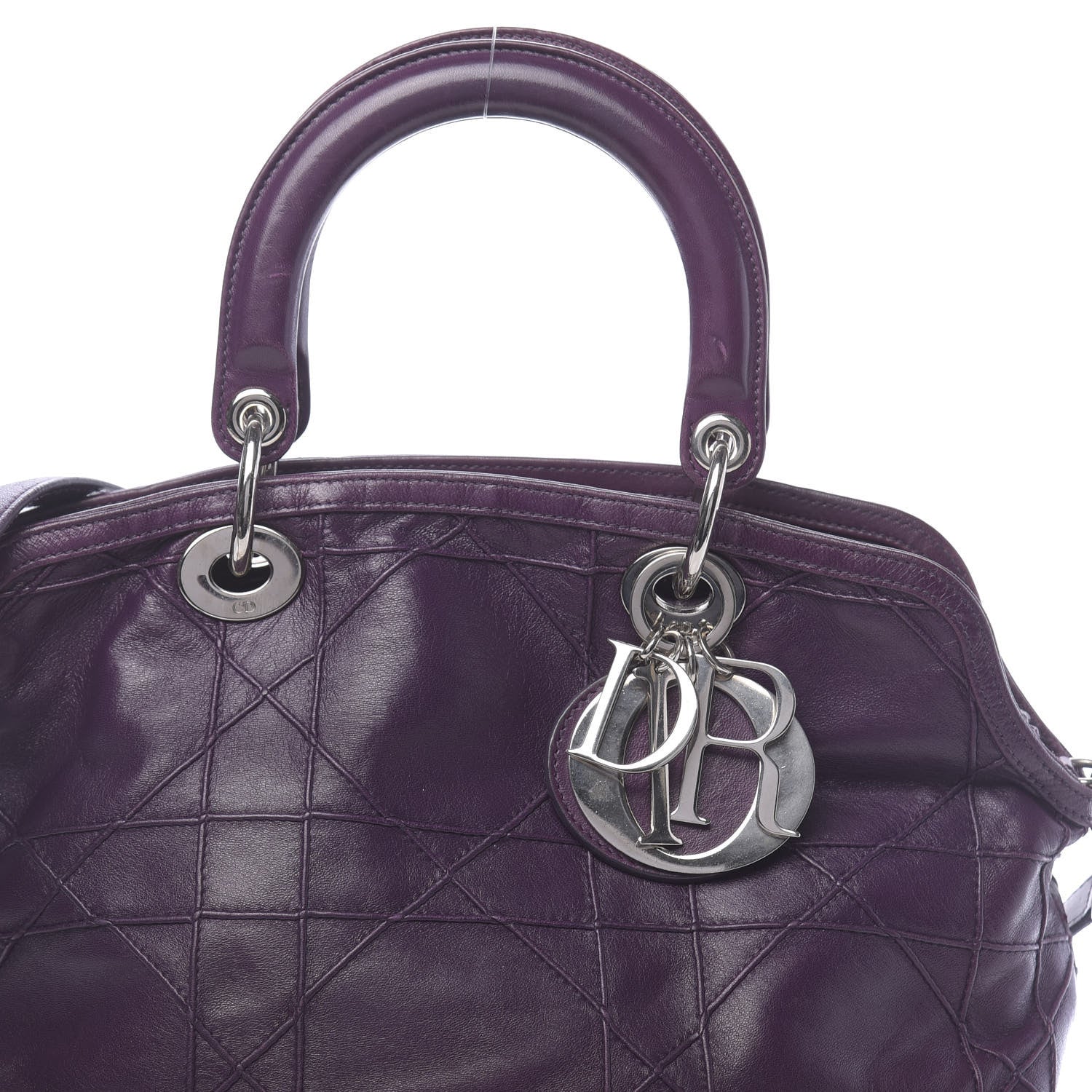 Christian Dior Lambskin Cannage Medium Granville Tote Purple 13 of 20