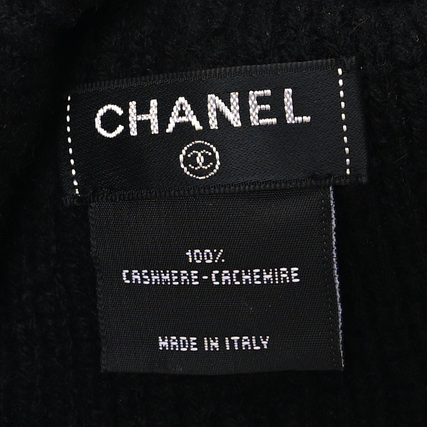 Chanel Cashmere CC Logo Beanie Hat Black 5 of 5