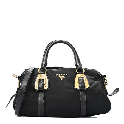 Prada Tessuto Nylon Soft Calfskin Shopping Satchel Black 1 of 8