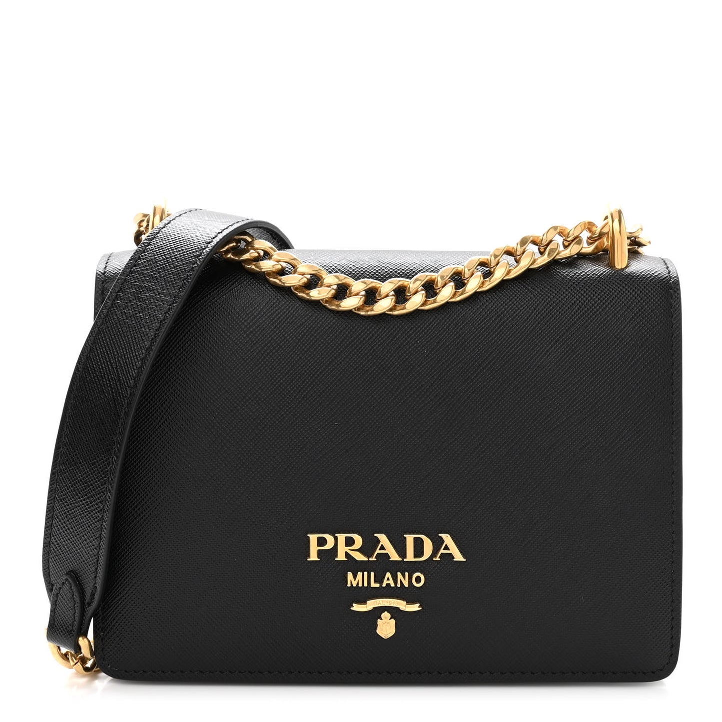 Saffiano Chain Shoulder Bag Black