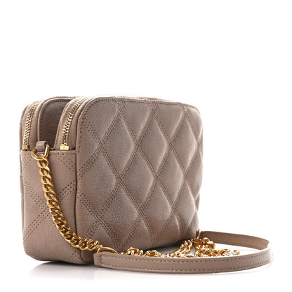 Saint Laurent Grained Lambskin Quilted Mini Becky Double Zip Bag Dark Beige 3 of 13