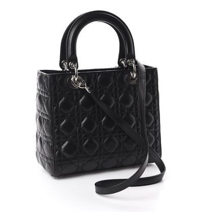 Christian Dior Lambskin Cannage Medium Lady Dior Black 3 of 10
