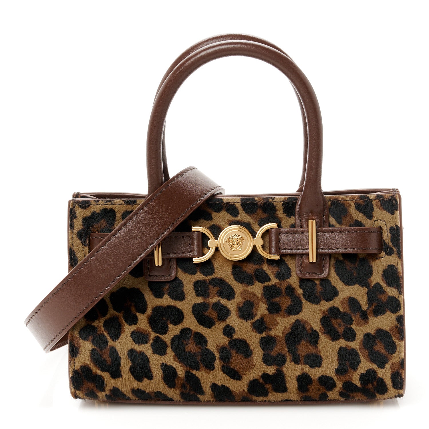 Versace Calf Hair Medusa 95 Mini Tote Brown Multicolor 1 of 10