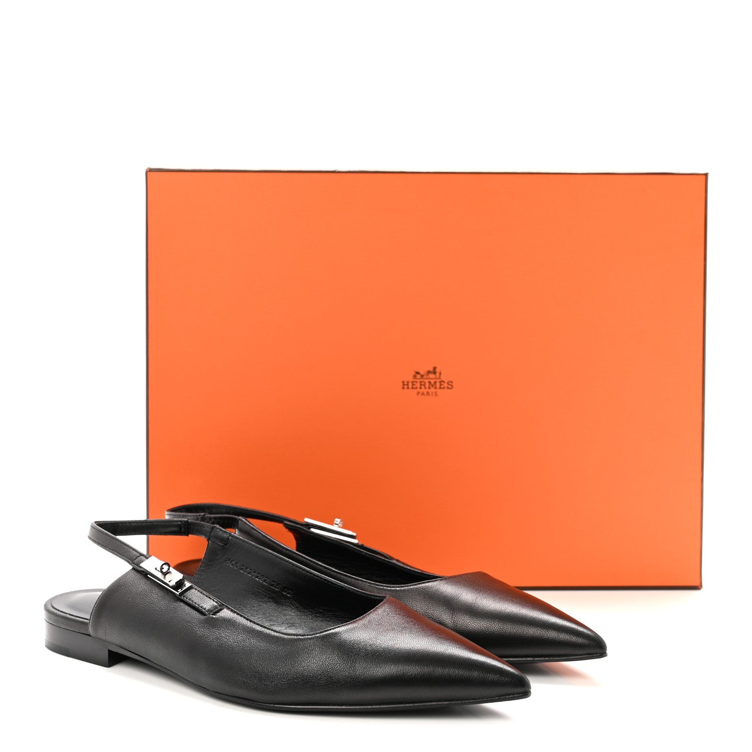 Hermes Nappa Lovely Slingback Flats 37.5 Black 10 of 10