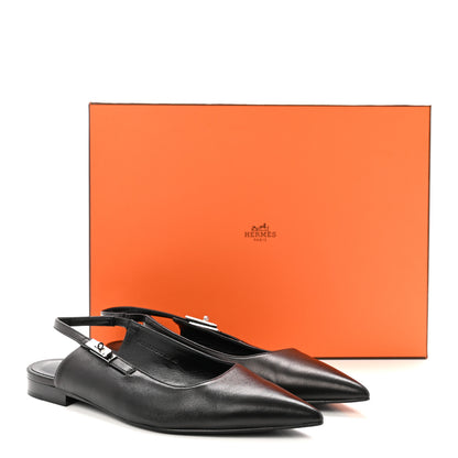 Hermes Nappa Lovely Slingback Flats 37.5 Black 10 of 10