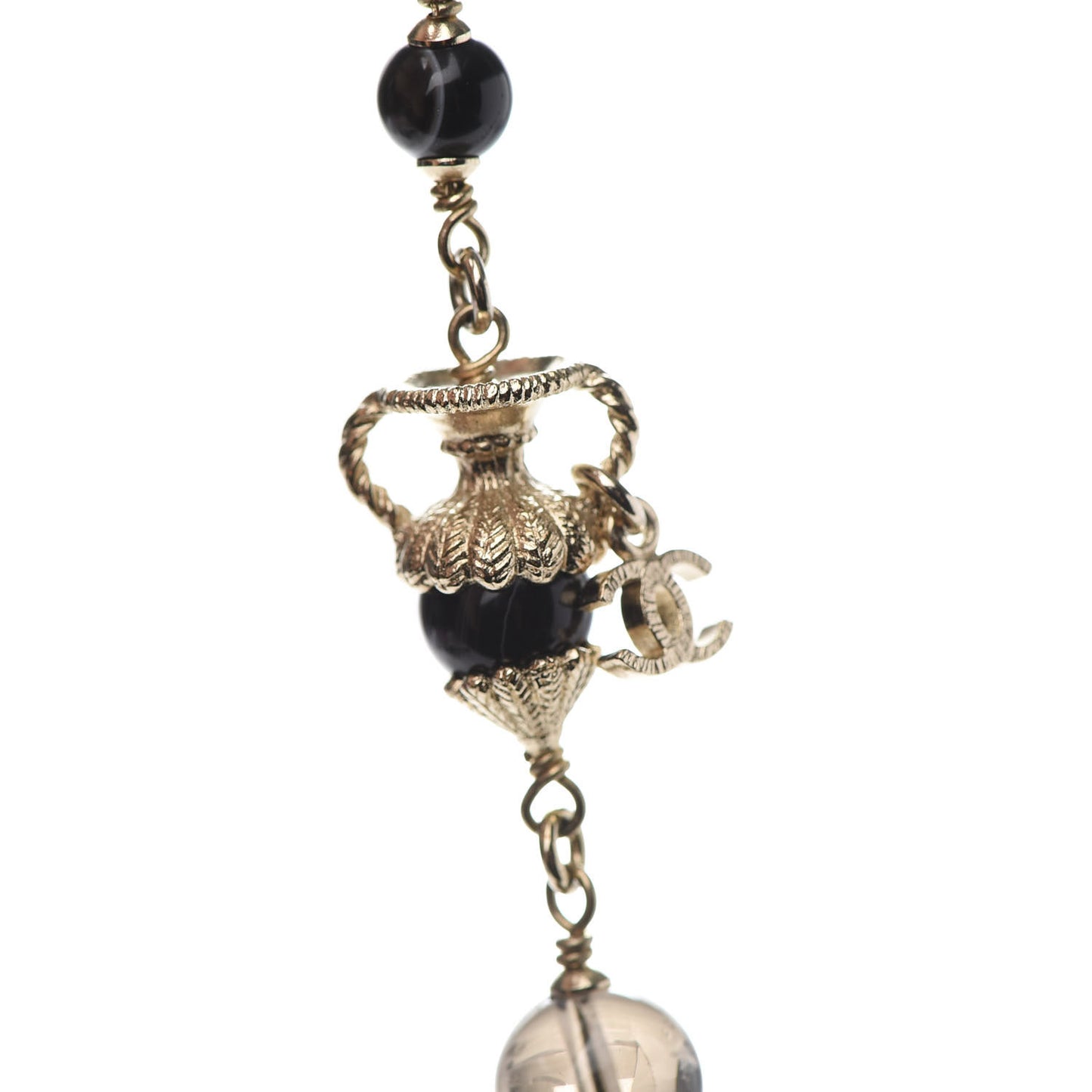 Beaded Sheep CC Long Necklace Gold Black