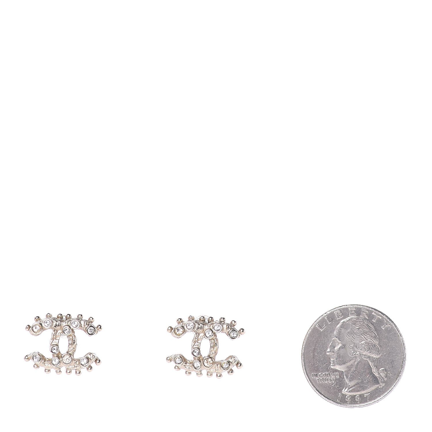 Chanel Crystal CC Earrings Gold 2 of 3