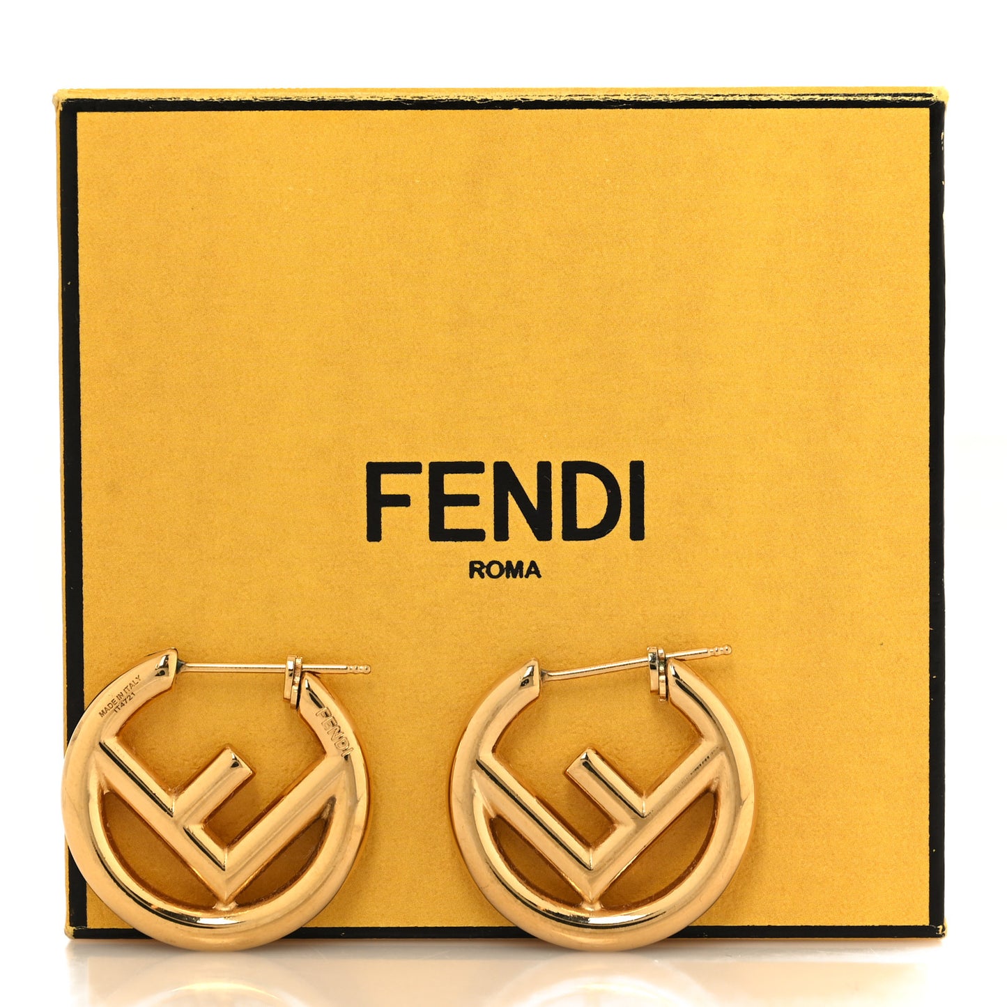 Metal FF Hoop Earrings Gold