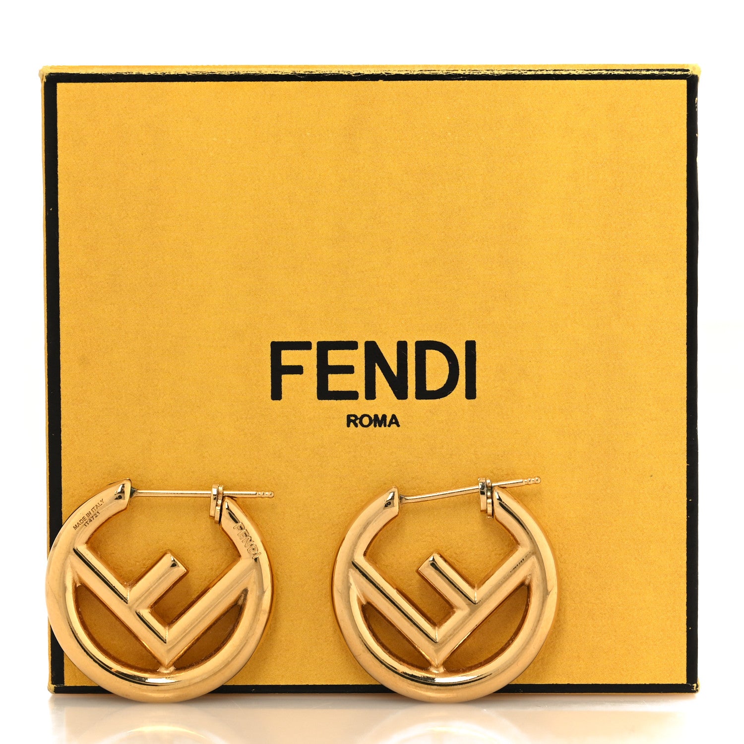 Fendi Metal FF Hoop Earrings Gold 5 of 5
