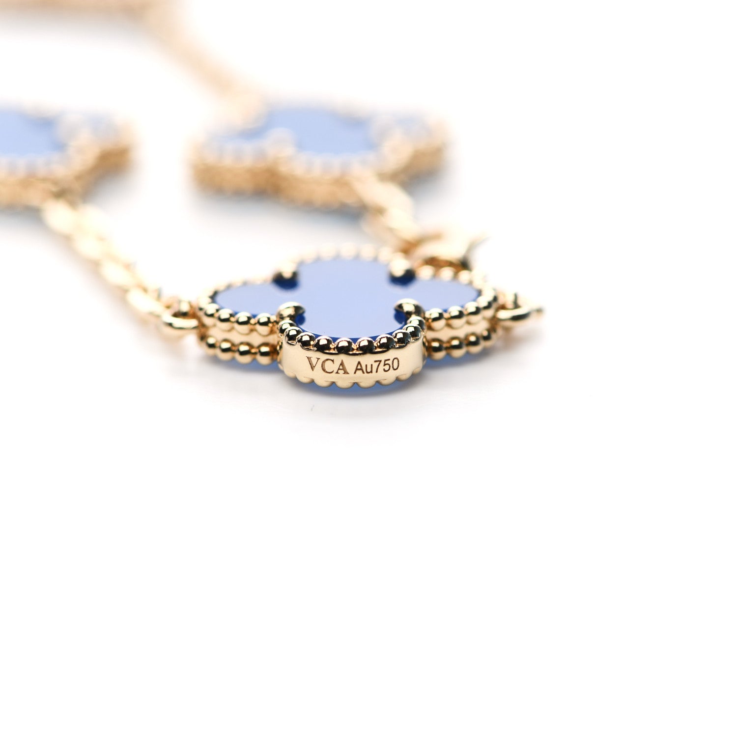 Van Cleef & Arpels 18K Yellow Gold Blue Agate 5 Motifs Vintage Alhambra Bracelet 4 of 5