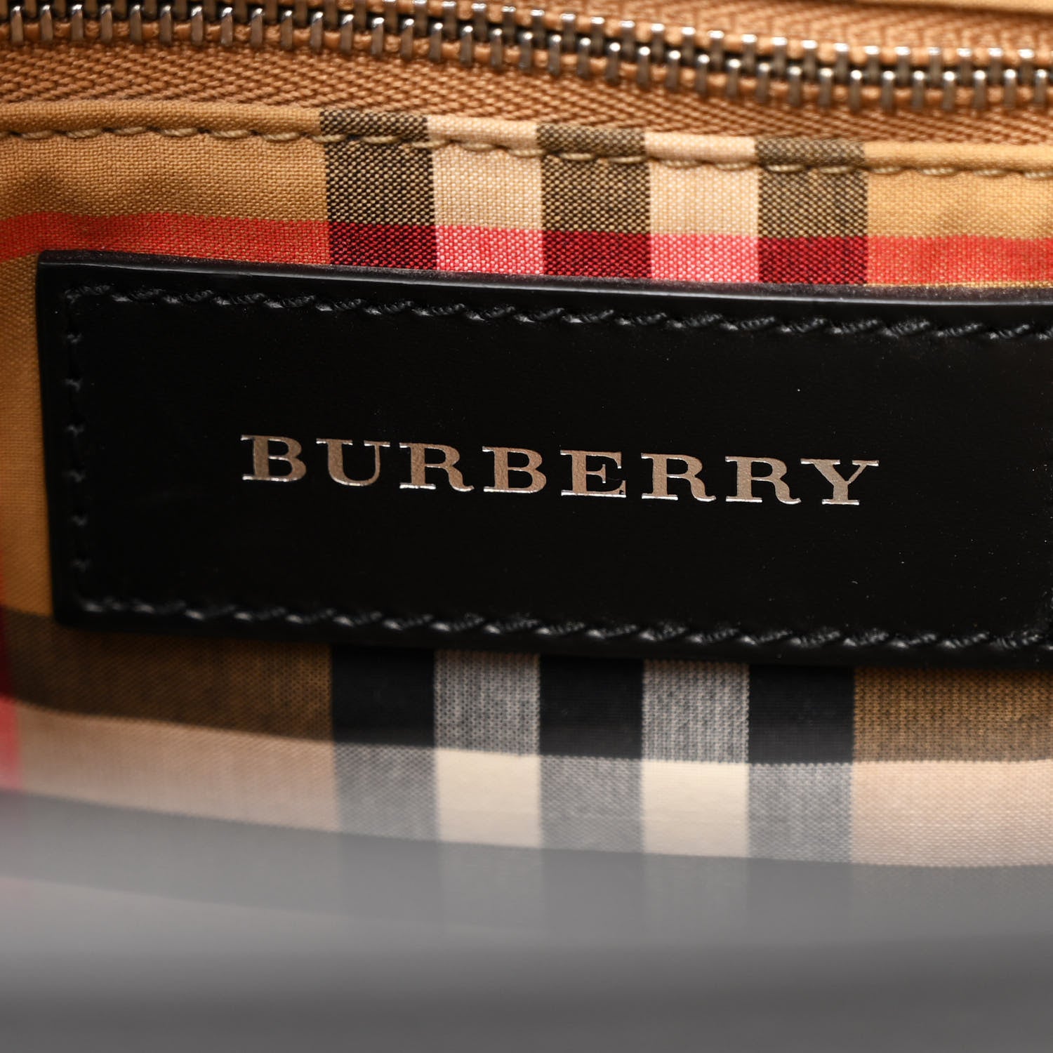 Burberry Grainy Calfskin House Check Medium Banner Tote Black 7 of 12