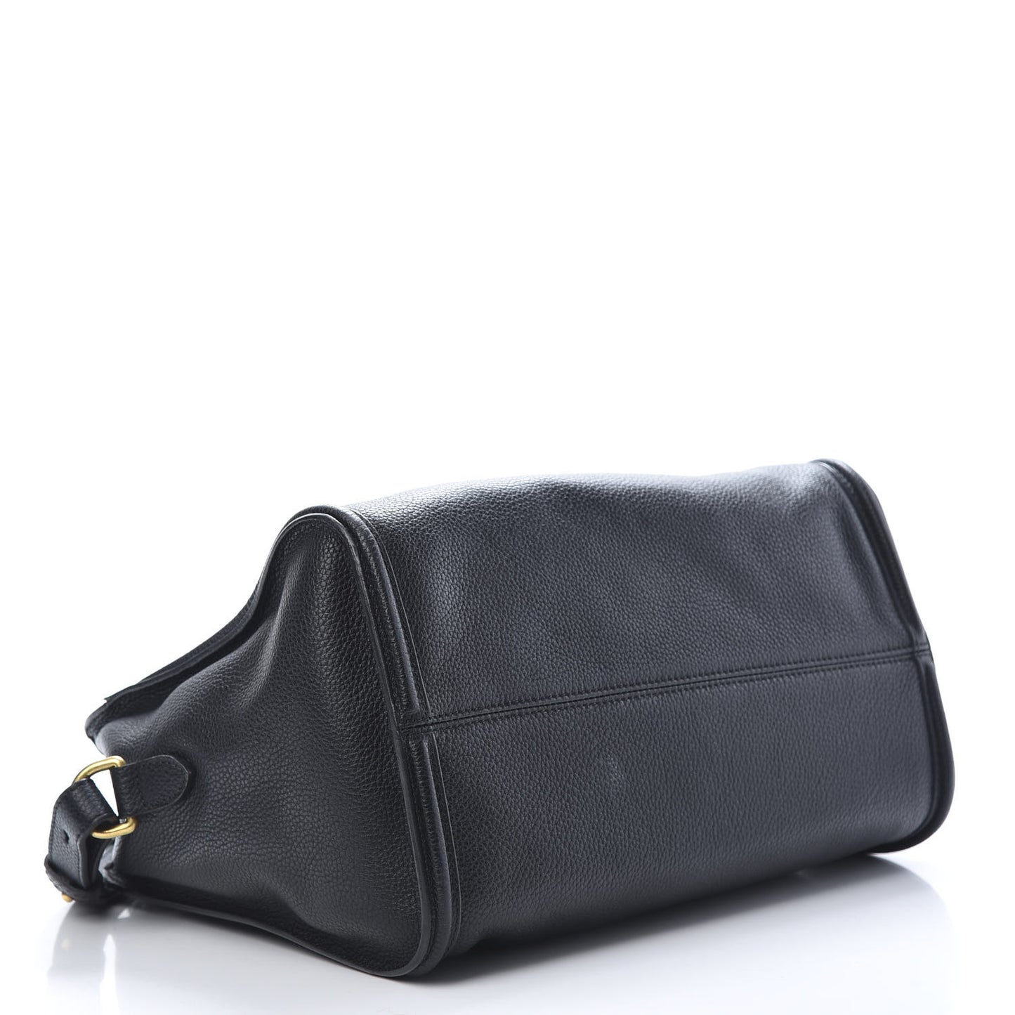 Pebbled Calfskin Small Skull Padlock Zip Around Tote Black
