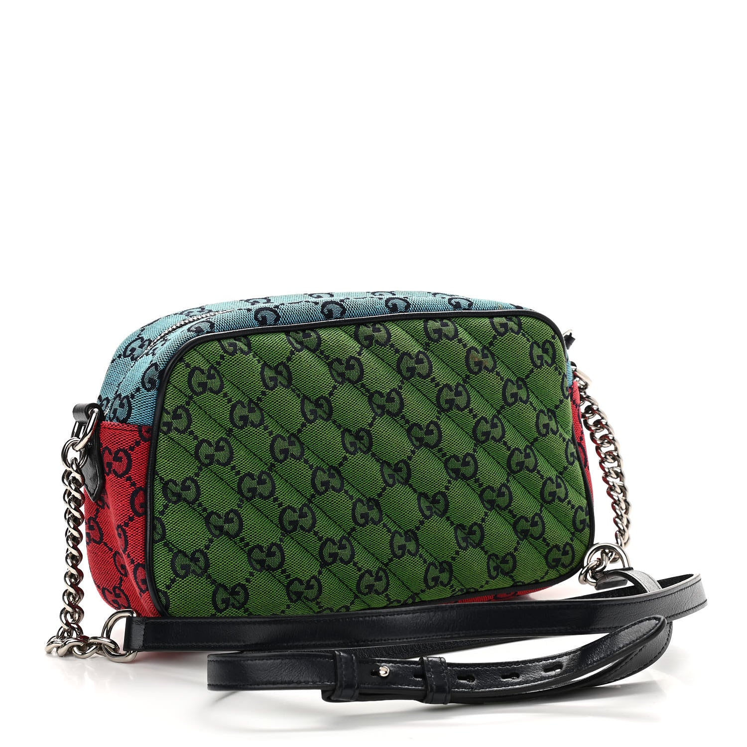 Gucci Monogram Multicolor Matelasse Diagonal Small GG Marmont Chain Shoulder Bag Pink Blue Green Red Light Blue 3 of 11