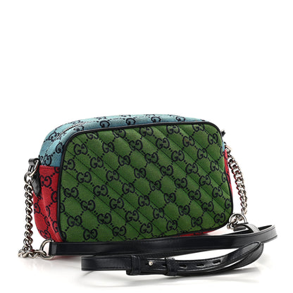 Gucci Monogram Multicolor Matelasse Diagonal Small GG Marmont Chain Shoulder Bag Pink Blue Green Red Light Blue 3 of 11