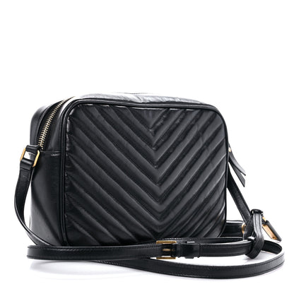 Saint Laurent Calfskin Matelasse Monogram Lou Camera Bag Black 3 of 17