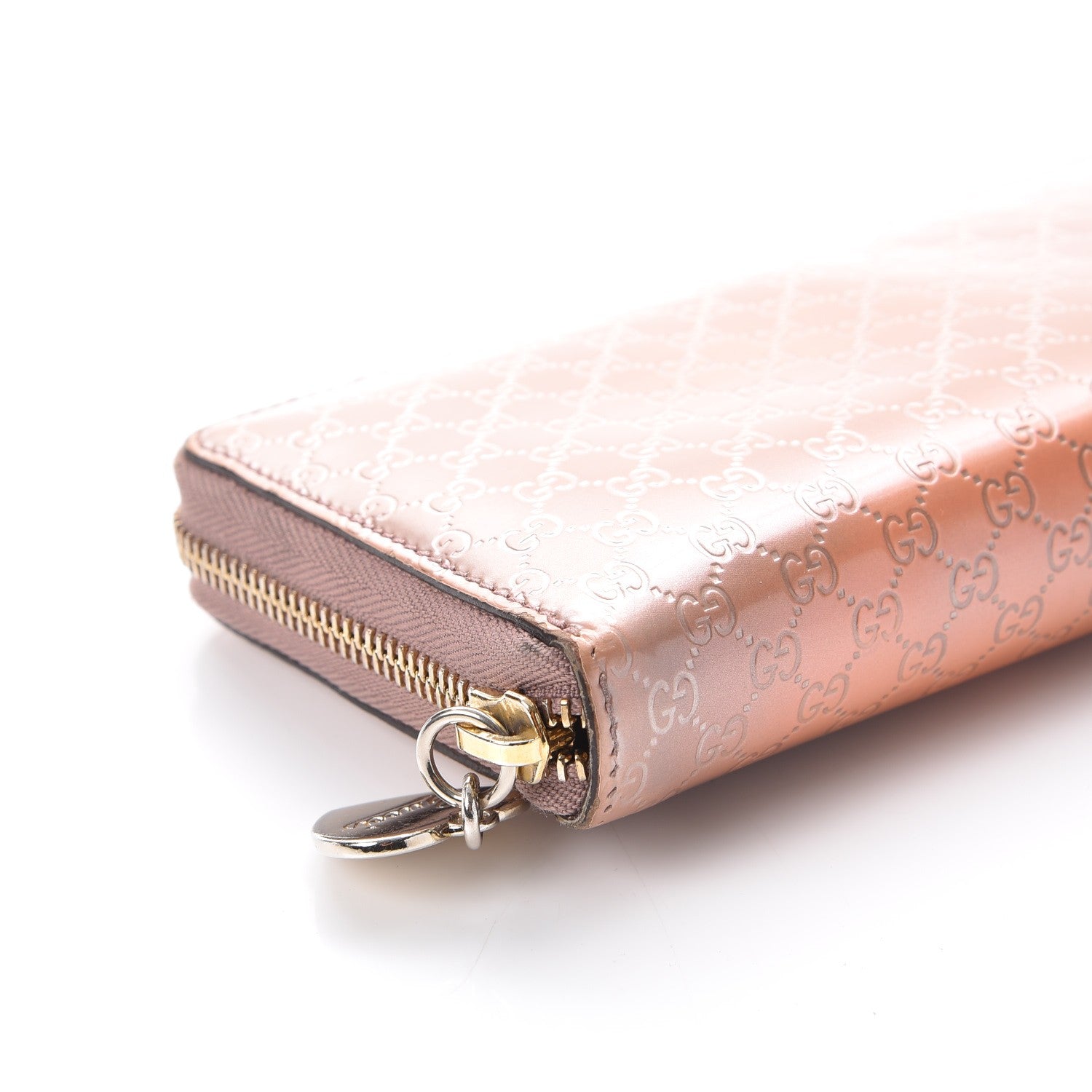 Gucci Metallic Microguccissima Zip Around Heart Wallet Pink 9 of 16