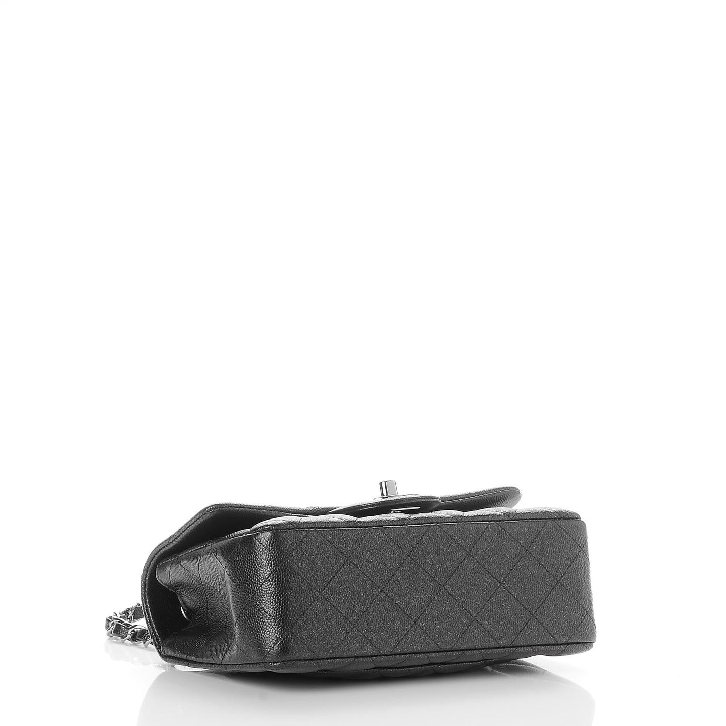 Iridescent Caviar Quilted Mini Rectangular Flap Black