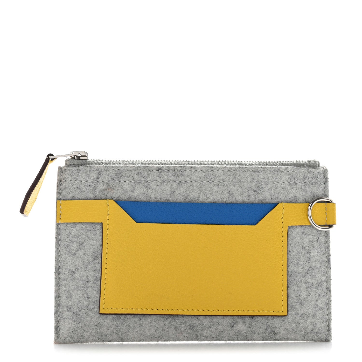 Hermes Felt Epsom Colorblock Toodoo 29 Zip Pouch Gris Clair Blue Hydra Jaune De Naples 1 of 10