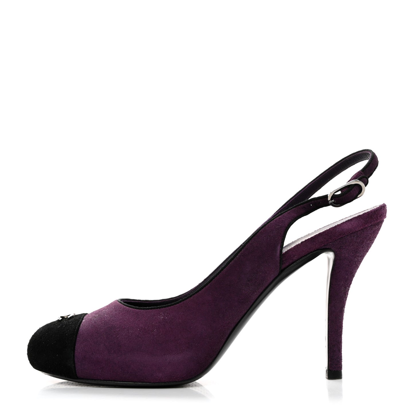 Suede Cap Toe CC Slingback Pumps 40 Violet Black