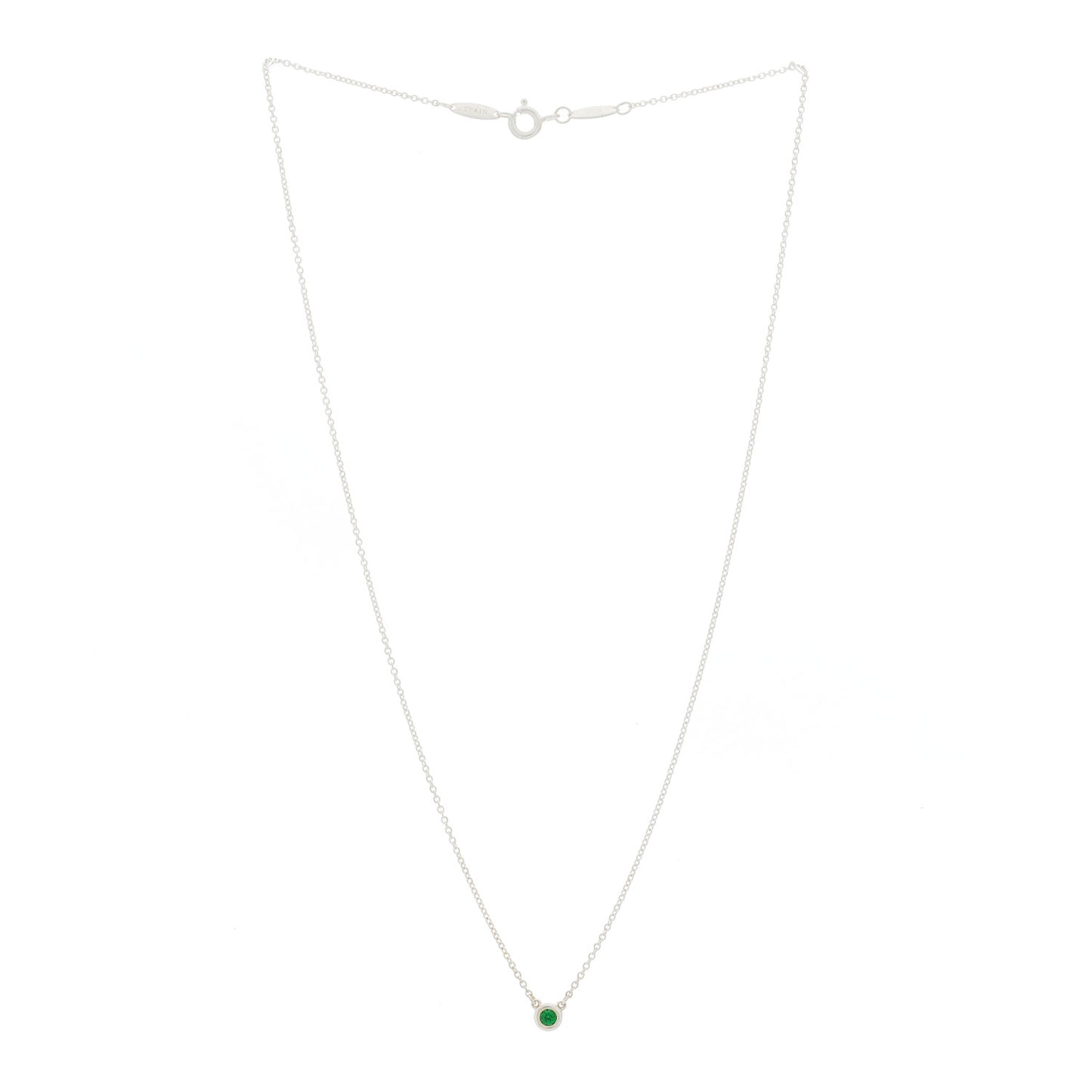 Sterling Silver Tsavorite Garnet Elsa Peretti Color by the Yard Pendant Necklace
