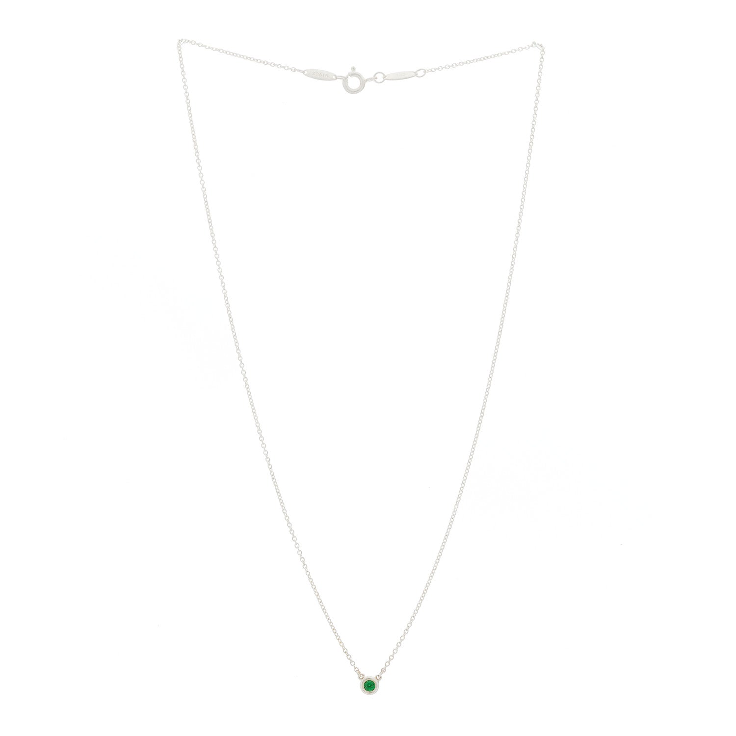 Tiffany Sterling Silver Tsavorite Garnet Elsa Peretti Color by the Yard Pendant Necklace 3 of 5